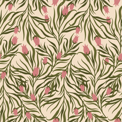 endless flower buds on twisting twigs. a botanical pattern with delicate flowers.