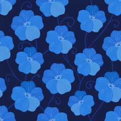 Fototapeta premium Hand-painted forget-me-nots on an endless background. beautiful blue flowers. Pattern for fabric and covers