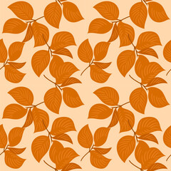 Autumn leaves on twigs scattered chaotically on a seamless background. print for fabric and paper with the autumn season.