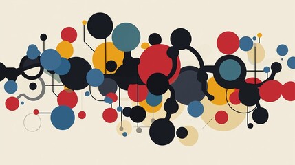 Geometric shapes inspired by molecular structures, arranged in a harmonious composition