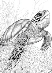 Fototapeta premium Sea Turtles Coloring Pages