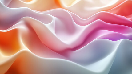 Obraz premium Vibrant colorful wavy abstract background of textured translucent fabric layers.Generative AI.