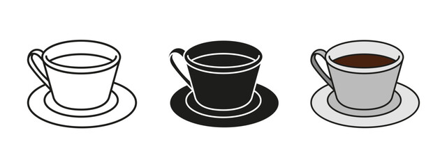 Tea cup icon. Coffee mug vector illustration. Breakfast tea symbol. Hot drink cup for morning english breakfast sign. Cafeteria brunch pictogram. Tea and coffee cup isolated concept.