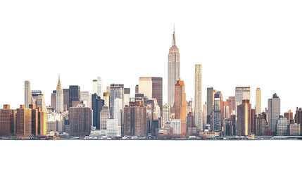 Obraz premium Realistic Modern City Skyline Illustration on Transparent Background