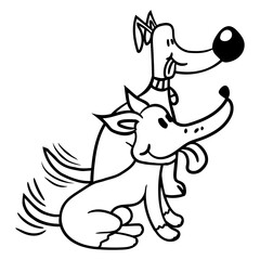 2 Dogs Team Two Friends Happy Tail Wagging Crew Design Lover Art Vector Illustration Card T-Shirt Poster Sticker Graphic Print Decorative Drawing Isolated Logo Decoration Symbol Creative Cool Style

