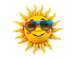 mascot sun with sunglasses isolated on white background