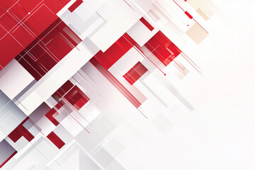 white background with red squares on it. The squares are in different sizes and are arranged in a way that creates a sense of movement. The image has a modern and abstract feel to it