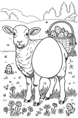 happy easter, easter bunny coloring page. printable. vol 1.