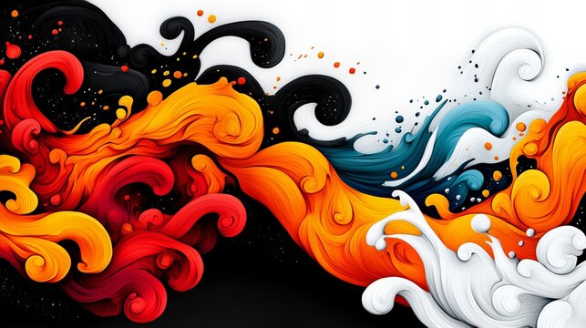 Abstract swirling paint in vibrant colors. A dynamic, energetic artwork.