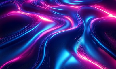 Sleek Black Liquid Surface with Vibrant Neon Highlights for a Modern, Futuristic Feel