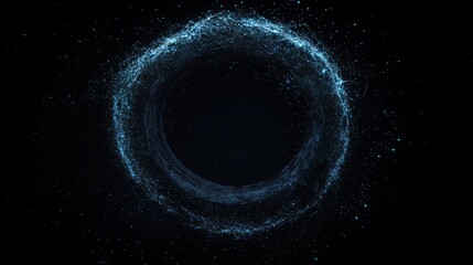 Fototapeta premium Cyber security. Glowing Blue Digital Particles Forming a Circular Grid on a Dark Background. Abstract Technology Concept.