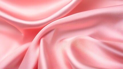 Fototapeta premium Pink silk fabric texture, draped, soft folds, studio shot, background blur, ideal for fashion design