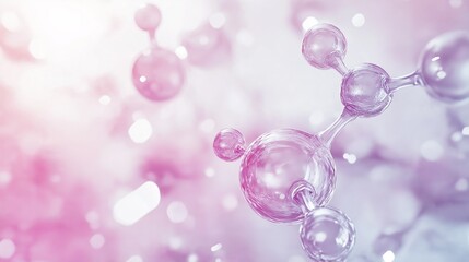 Delicate molecules dancing gracefully in an ethereal, glowing environment