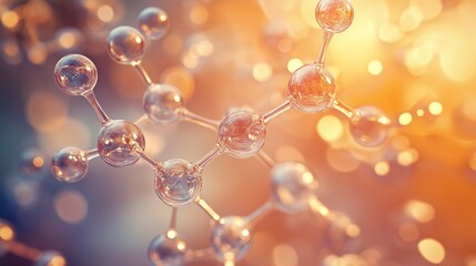 Delicate molecules dancing gracefully in an ethereal, glowing environment