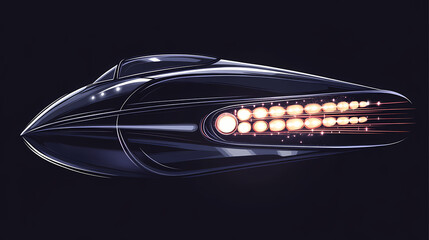 A sleek, modern car headlight with chrome accents and multiple light sources. Meadowlight. Illustration