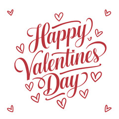 Happy Valentine's Day Red Script with hearts vector design