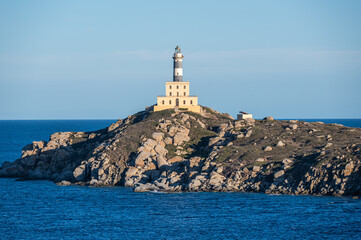 The lighthouse overlooking the cliffs of Isola dei Cavoli in Villasimius