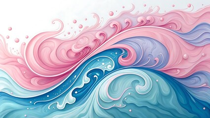 Abstract Fluid Art Composition with Swirling Pink and Blue Ink in Pastel Tones for Modern Wall Decor and Artistic Branding  