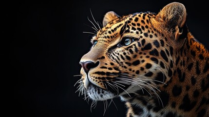 Fototapeta premium For creative projects, digital art, and graphic design, a realistic leopard PNG with a translucent background is ideal. 