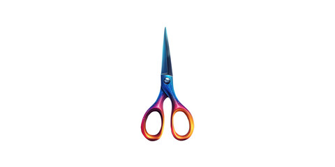 Colorful scissors with gradient handles isolated on transparent background