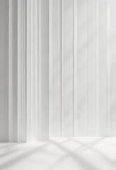 White backdrop with artistic vertical striped shadows making a visually intriguing composition, contrast, creative, pattern