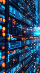 Fototapeta premium Bright glowing digital background.