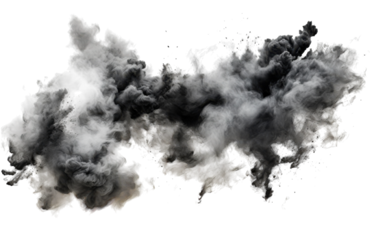 Dark smoke swirls rising dramatically against a white background creating an abstract pattern