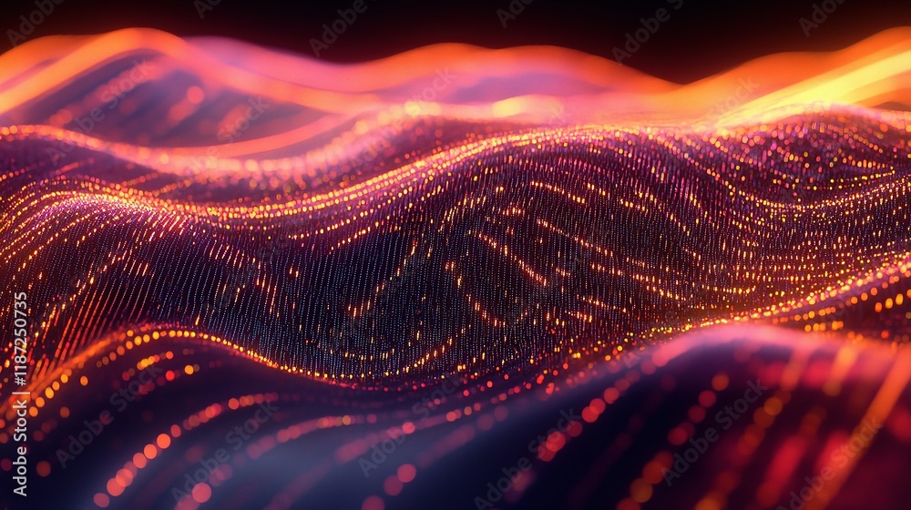 Fototapete 3d binary code matrix with flowing data streams in gigapixel scale