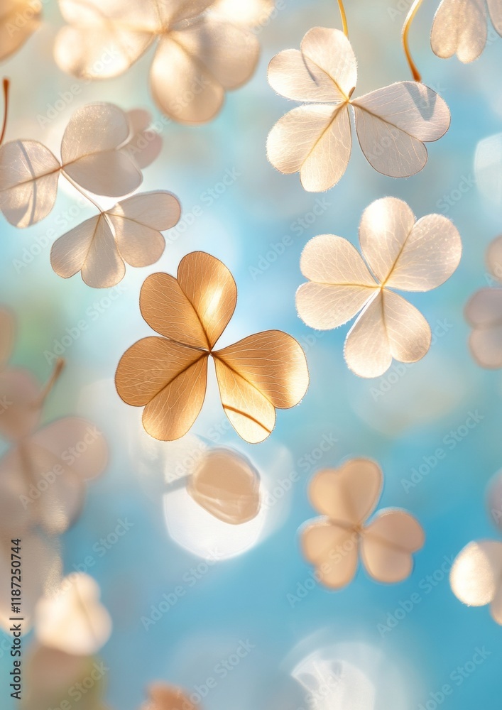 Poster ethereal shamrocks in soft light a dreamy floral pattern