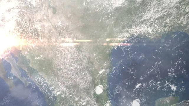 Zooming in on Laredo, USA frome space - Perfect for Travel Intros and Backgrounds. Realistic 3D Animation.