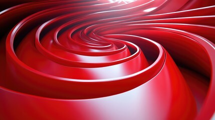 Abstract Red Swirl Design with Dynamic Curves and Glossy Texture in Modern Art