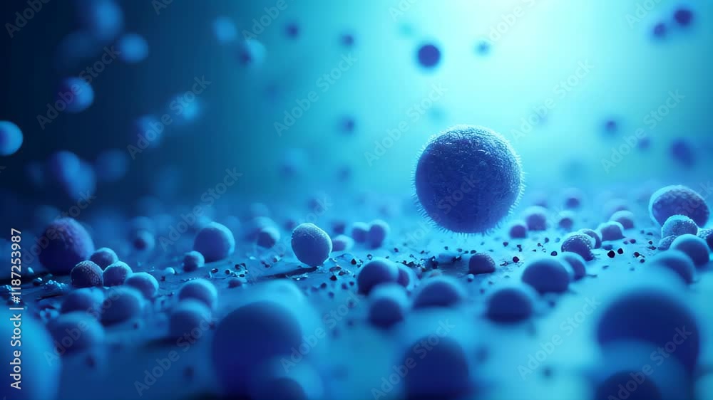 Aufkleber Exploring the Mesmerizing Dynamics of Brownian Motion in a Vibrant Blue Environment