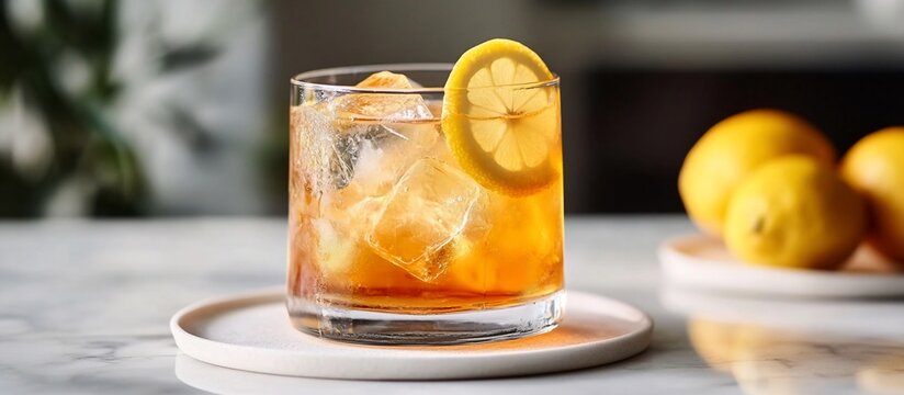 Refreshing Iced Tea Cocktail with Lemon Garnish