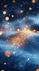 Fototapeta premium Ice blue background with warm golden bokeh lights