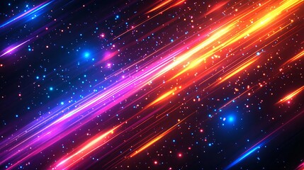 Obraz premium Vibrant cosmic streaks display an array of colors in a dazzling night sky