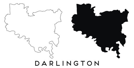 Obraz premium Darlington map outline and black silhouette vector