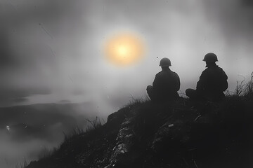 Authentic black-and-white photographs depicting scenes from the First World War, showcasing soldiers, battlefields, trenches, and historic moments, perfect for historical or educational projects