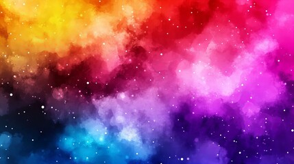 Vibrant watercolor galaxy, a dreamy swirl of colors and twinkling stars.