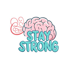 brain with stay strong vector icon, brain with stay strong vector illustration - simple illustration of brain with stay strong, perfect for logos,and brain with stay strong -themed designs.