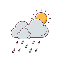 cloud with rain and sun vector icon, cloud with rain and sun vector illustration - simple illustration of cloud with rain and sun, perfect for logos,and cloud with rain and sun -themed designs.