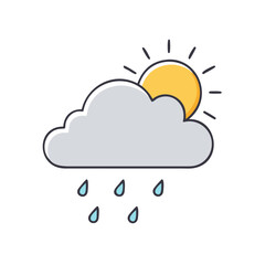 cloud with rain and sun vector icon, cloud with rain and sun vector illustration - simple illustration of cloud with rain and sun, perfect for logos,and cloud with rain and sun -themed designs.
