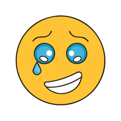 Fototapeta premium face with happy tear vector icon, face with happy tear vector illustration - simple illustration of face with happy tear, perfect for logos,and face with happy tear -themed designs.