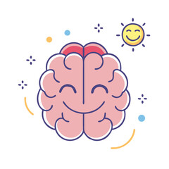 happy brain vector icon, happy brain vector illustration - simple illustration of happy brain, perfect for logos,and happy brain -themed designs.