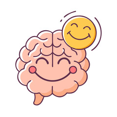 happy brain vector icon, happy brain vector illustration - simple illustration of happy brain, perfect for logos,and happy brain -themed designs.