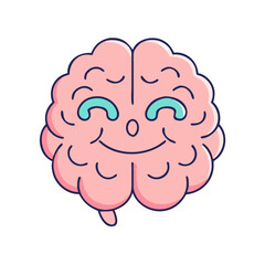 happy brain vector icon, happy brain vector illustration - simple illustration of happy brain, perfect for logos,and happy brain -themed designs.