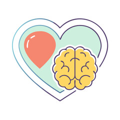 heart with brain vector icon, heart with brain vector illustration - simple illustration of heart with brain, perfect for logos,and heart with brain -themed designs.