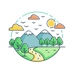 peaceful landscape vector icon, peaceful landscape vector illustration - simple illustration of peaceful landscape, perfect for logos,and peaceful landscape -themed designs.