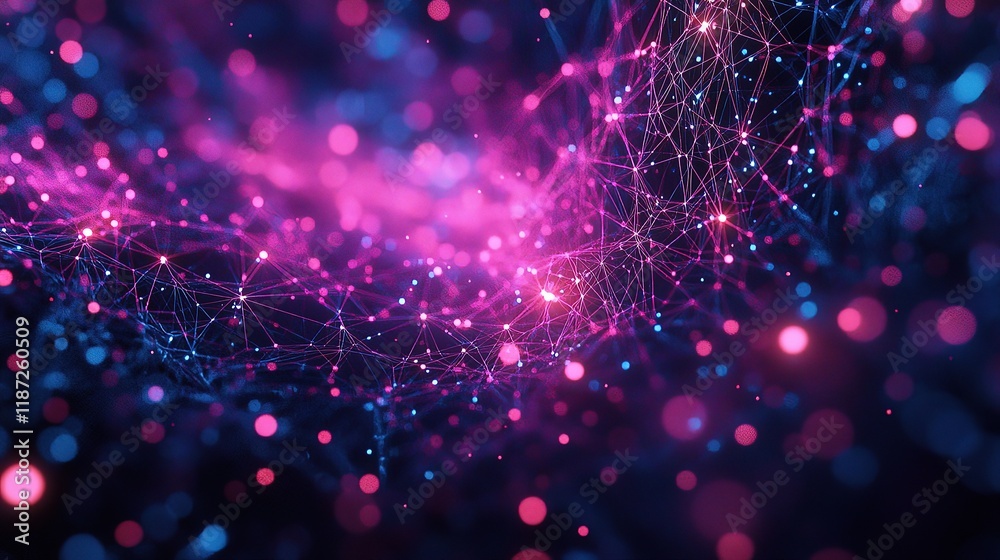 Poster 3d hierarchical graph with interconnected data and vibrant lines