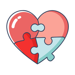 puzzle heart vector icon, puzzle heart vector illustration - simple illustration of puzzle heart, perfect for logos,and puzzle heart -themed designs.
