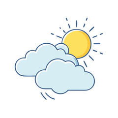 sun and clouds vector icon, sun and clouds vector illustration - simple illustration of sun and clouds, perfect for logos,and sun and clouds -themed designs.